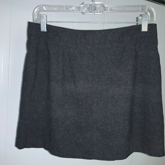 American Eagle gray wool blend mini skirt Sz 6 front zip stretch - Picture 3 of 5